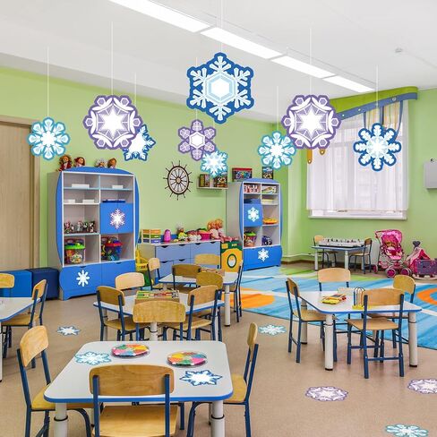 45 Pcs Winter Cutouts, Christmas Accents Paper Cutouts Name Tags Seasonal Winter Bulletin Board Tree Displays Classroom Decor for Teacher Student Homeschool Holiday (Snowflake Style, Blue, Purple) in Saudi Arabia