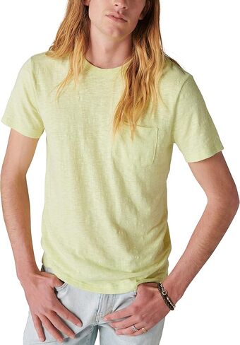 Lucky Brand Men's Linen Short Sleeve Pocket Crew Neck Tee in Saudi Arabia