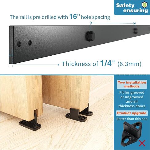 ZEKOO 5 FT Bypass Barn Door Hardware Kit, Single Track, Double Wooden Doors Use, Flat Track Roller, Low Ceiling (5 FT Single Track Bypass) in Saudi Arabia