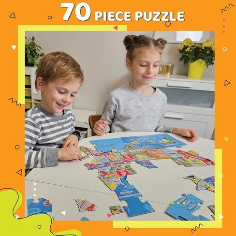 United States Kids Jigsaw Puzzles Map 70 Pieces – USA States Capital Geography Educational Puzzle for Kids Floor Game– American Maps for Toddlers Ages 4-8, 8-10, 5-8, 8-12, 10-12 (United States Map) in Saudi Arabia