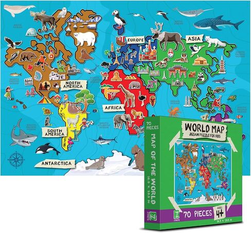 United States Kids Jigsaw Puzzles Map 70 Pieces – USA States Capital Geography Educational Puzzle for Kids Floor Game– American Maps for Toddlers Ages 4-8, 8-10, 5-8, 8-12, 10-12 (United States Map) in Saudi Arabia