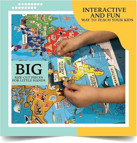 United States Kids Jigsaw Puzzles Map 70 Pieces – USA States Capital Geography Educational Puzzle for Kids Floor Game– American Maps for Toddlers Ages 4-8, 8-10, 5-8, 8-12, 10-12 (United States Map) in Saudi Arabia
