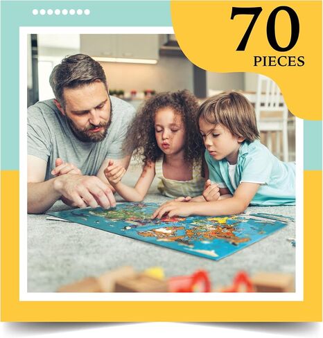 United States Kids Jigsaw Puzzles Map 70 Pieces – USA States Capital Geography Educational Puzzle for Kids Floor Game– American Maps for Toddlers Ages 4-8, 8-10, 5-8, 8-12, 10-12 (United States Map) in Saudi Arabia