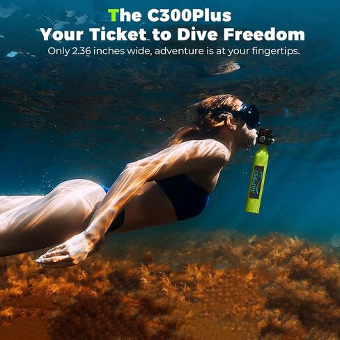 C300plus B Set Mini Scuba Diving Gear معدات الغوص المحمولة القابلة للنفخ اسطوانة الغوص 12-15 دقيقة تحت الماء للنسخ الاحتياطي في حالات الطوارئ مع ترقية محول إعادة تعبئة خزان الغوص in Kuwait