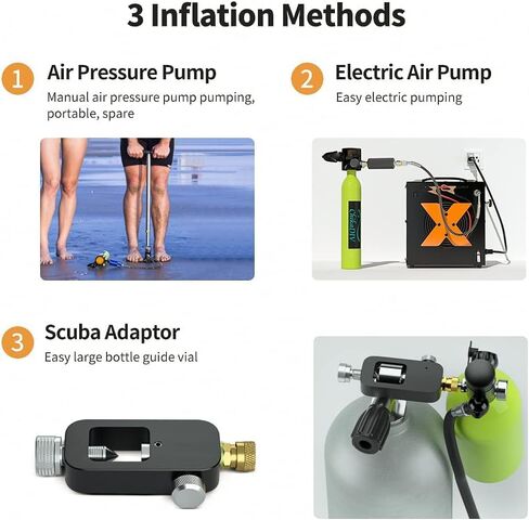 C300plus B Set Mini Scuba Diving Gear معدات الغوص المحمولة القابلة للنفخ اسطوانة الغوص 12-15 دقيقة تحت الماء للنسخ الاحتياطي في حالات الطوارئ مع ترقية محول إعادة تعبئة خزان الغوص in Kuwait