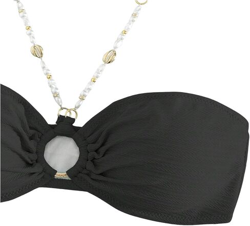 Women's Bandeau O Ring Halter Bikini Top Sleeveless Wireless Bra Bathing Suit Tops in Saudi Arabia