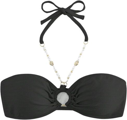 Women's Bandeau O Ring Halter Bikini Top Sleeveless Wireless Bra Bathing Suit Tops in Saudi Arabia