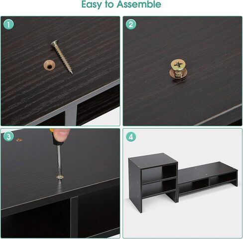 Estink Computer Monitor Stand Riser with Drawers, Universal Wooden Adjustable Laptop TV Desktop Monitor Stand, Storage Organizer Sit + 3-Layer Shelf for Laptop PC Computer Durable and Sturdy (Black) in Saudi Arabia