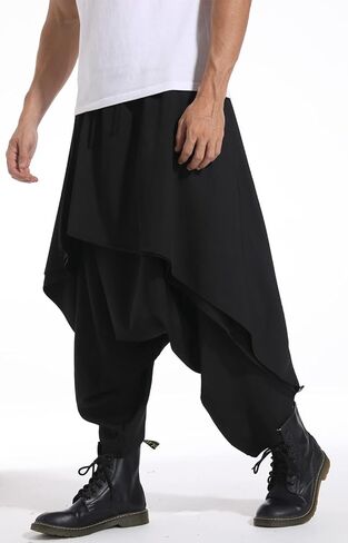 سروال حريم رجالي كاجوال فضفاض هيبي علاء الدين هاراجوكو تنانير بانت (متوسط، 3530 أسود) in Kuwait