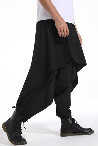 سروال حريم رجالي كاجوال فضفاض هيبي علاء الدين هاراجوكو تنانير بانت (متوسط، 3530 أسود) in Kuwait