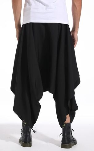 سروال حريم رجالي كاجوال فضفاض هيبي علاء الدين هاراجوكو تنانير بانت (متوسط، 3530 أسود) in Kuwait