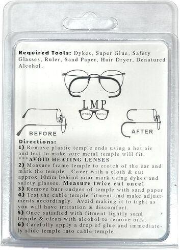 Metal Eyeglasses Cable Temple Coversion Soft Rubber Includes Instructions | 1 Pair | in Kuwait