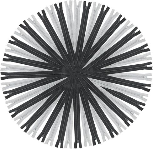 سحابات ملفوفة من النايلون للخياطة، 30 قطعة سحاب ذو نهاية مغلقة لخياطة السوستة للحقائب والمحافظ، حرف خياطة تنجيد DIY، سحابات نهاية مغلقة، أسود + أبيض in Kuwait