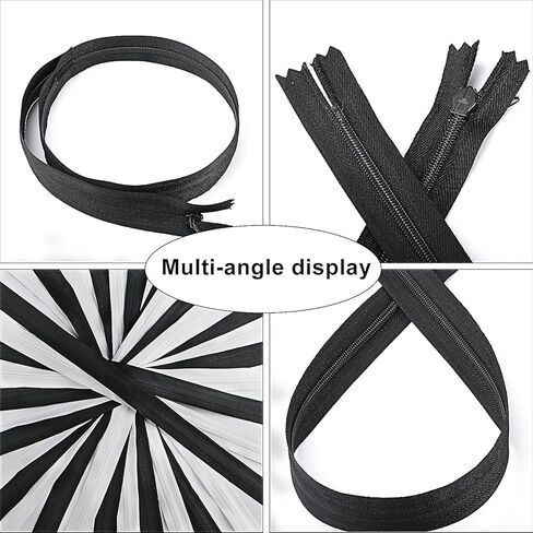 سحابات ملفوفة من النايلون للخياطة، 30 قطعة سحاب ذو نهاية مغلقة لخياطة السوستة للحقائب والمحافظ، حرف خياطة تنجيد DIY، سحابات نهاية مغلقة، أسود + أبيض in Kuwait