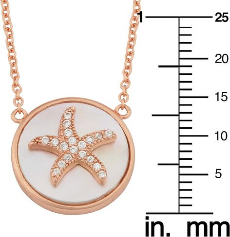 Kooljewelry Sterling Silver and Mother of Pearl with Cubic Zirconia Starfish Necklace (18 inch) in Saudi Arabia