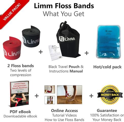 Muscle Compression Floss Bands - Tack and Flossing Bands for Mobility, Fitness, and Recovery - Best for Athletes, Therapy and Injury - Includes 2 Levels of Compression, Travel Pouch and Manual in Saudi Arabia