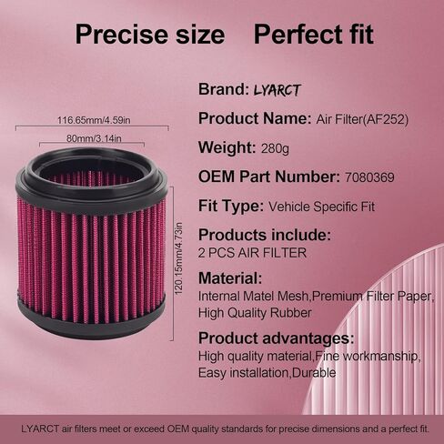 فلتر الهواء 7080369 قطعتان بديلتان لبولاريس سبورتسمان 400 400L 4X4 Trail Boss 250 250R 350L Xplorer 300 400 Xpress 300 400L Big Boss 250 300 350L 400L 6x6 in Kuwait