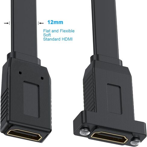 Poyiccot Flat HDMI Extension Cable 1.5ft, 4K HDMI Female to Female Cable, 18Gbpe HDMI to HDMI Extender Cord, Panel Mount HDMI Extension Cable for Ethernet 3D 4K Monitors HDTV in Saudi Arabia