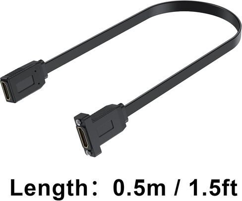 Poyiccot Flat HDMI Extension Cable 1.5ft, 4K HDMI Female to Female Cable, 18Gbpe HDMI to HDMI Extender Cord, Panel Mount HDMI Extension Cable for Ethernet 3D 4K Monitors HDTV in Saudi Arabia