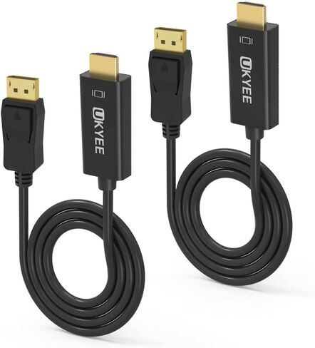منفذ Disiplay إلى كابل HDMI بطول 3 أقدام 2 حزمة، وعاء Disiplay (DP) إلى HDMI 3 أقدام ذكر إلى محول سلك ذكر لأجهزة الكمبيوتر إلى HDTV، والشاشة، وجهاز العرض in Kuwait