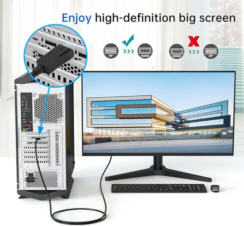 منفذ Disiplay إلى كابل HDMI بطول 3 أقدام 2 حزمة، وعاء Disiplay (DP) إلى HDMI 3 أقدام ذكر إلى محول سلك ذكر لأجهزة الكمبيوتر إلى HDTV، والشاشة، وجهاز العرض in Kuwait