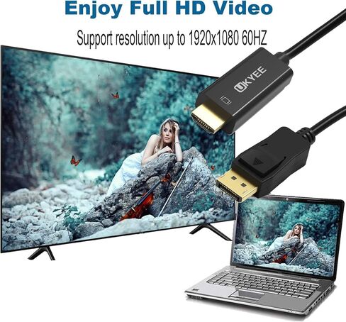 منفذ Disiplay إلى كابل HDMI بطول 3 أقدام 2 حزمة، وعاء Disiplay (DP) إلى HDMI 3 أقدام ذكر إلى محول سلك ذكر لأجهزة الكمبيوتر إلى HDTV، والشاشة، وجهاز العرض in Kuwait