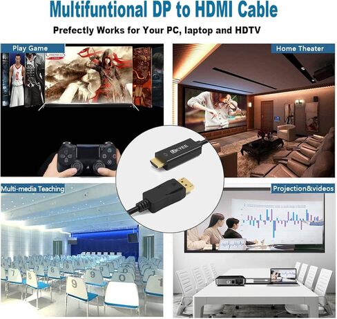 منفذ Disiplay إلى كابل HDMI بطول 3 أقدام 2 حزمة، وعاء Disiplay (DP) إلى HDMI 3 أقدام ذكر إلى محول سلك ذكر لأجهزة الكمبيوتر إلى HDTV، والشاشة، وجهاز العرض in Kuwait