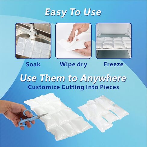 أوراق عبوات ثلج قابلة لإعادة الاستخدام للمبردات - صفائح ثلج مرنة بطانيات ثلج مبردة - عبوات ثلج لفريزر حقيبة الغداء - صفائح مكعبات حصيرة الثلج تحافظ على الطعام الطازج والمشروبات الباردة - حجم كبير قابل للقطع 6 عبوات in Kuwait