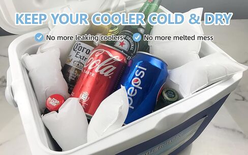 أوراق عبوات ثلج قابلة لإعادة الاستخدام للمبردات - صفائح ثلج مرنة بطانيات ثلج مبردة - عبوات ثلج لفريزر حقيبة الغداء - صفائح مكعبات حصيرة الثلج تحافظ على الطعام الطازج والمشروبات الباردة - حجم كبير قابل للقطع 6 عبوات in Kuwait