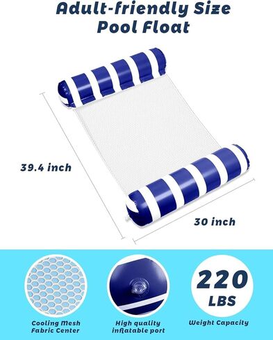 4-in-1 Inflatable Hammock Pool Floats & Water Hammock, Pool Floats for Adults, Multi-Purpose Non-Stick PVC Pool Floaties for Swimming Pool for Adults in Saudi Arabia