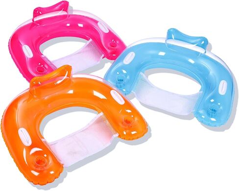 3 Pack Inflatable Pool Float Chair - Floating Pool Chair Lounge Floats for Swimming Pool Water Chair Pool Lounger with Cup Holder Pool Toy Party Floaties for Adults in Saudi Arabia