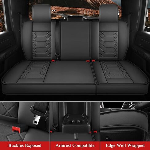 YGL Leather Car Seat Covers Front Set, Custom Fit seat Covers for Trucks Pickup,Compatible with Dodge RAM 1500 2018-2023 Crew Quad Regular Cab.(Black) in Saudi Arabia
