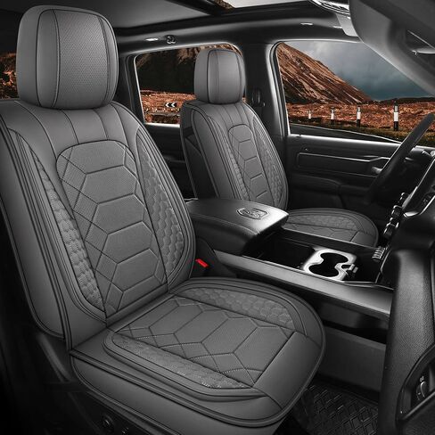 YGL Leather Car Seat Covers Front Set, Custom Fit seat Covers for Trucks Pickup,Compatible with Dodge RAM 1500 2018-2023 Crew Quad Regular Cab.(Black) in Saudi Arabia