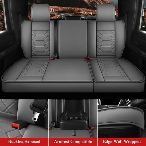 YGL Leather Car Seat Covers Front Set, Custom Fit seat Covers for Trucks Pickup,Compatible with Dodge RAM 1500 2018-2023 Crew Quad Regular Cab.(Black) in Saudi Arabia