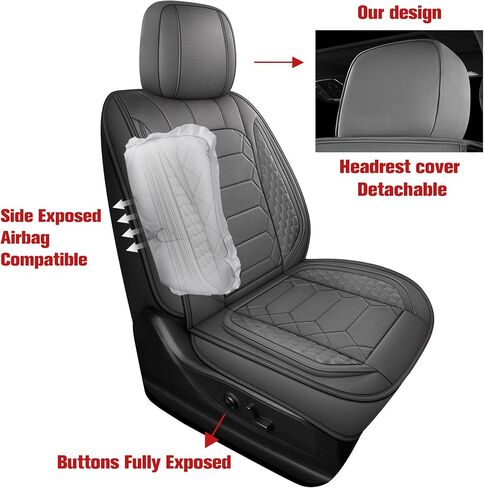 YGL Leather Car Seat Covers Front Set, Custom Fit seat Covers for Trucks Pickup,Compatible with Dodge RAM 1500 2018-2023 Crew Quad Regular Cab.(Black) in Saudi Arabia