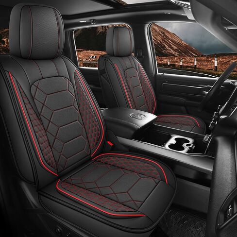 YGL Leather Car Seat Covers Front Set, Custom Fit seat Covers for Trucks Pickup,Compatible with Dodge RAM 1500 2018-2023 Crew Quad Regular Cab.(Black) in Saudi Arabia