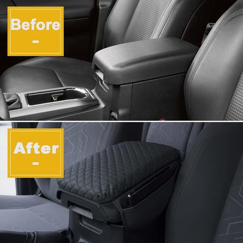 Center Console Cover for Toyota Tacoma 2016-2023 Armrest Lid Pad PU Leather Cushion Protector with Side Pockets, black, taco in Saudi Arabia