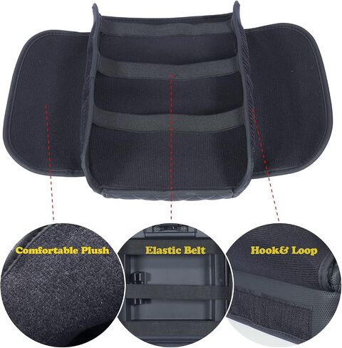 Center Console Cover for Toyota Tacoma 2016-2023 Armrest Lid Pad PU Leather Cushion Protector with Side Pockets, black, taco in Saudi Arabia