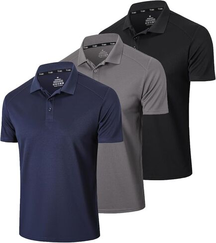 Men’s 3 Pack Polo Shirt Moisture Wicking Dry Fit Performance Athletic Short Sleeve Golf Shirt,0427,Black Grey Navy,5XL in Saudi Arabia
