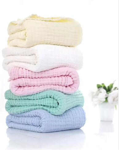 بطانيات قماط من الموسلين للأطفال من Nazbella للأولاد والبنات، لفافة ناعمة حريرية مكونة من قطعتين من بطانية قماط من الموسلين القطني العضوي، قابلة للتنفس وصديقة للبشرة. (أصفر-أبيض) in Kuwait