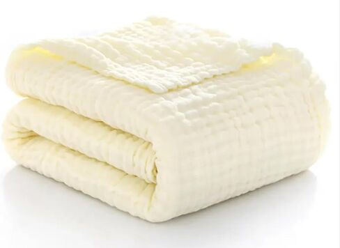 بطانيات قماط من الموسلين للأطفال من Nazbella للأولاد والبنات، لفافة ناعمة حريرية مكونة من قطعتين من بطانية قماط من الموسلين القطني العضوي، قابلة للتنفس وصديقة للبشرة. (أصفر-أبيض) in Kuwait