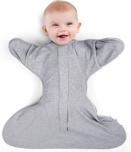 Sleepsack Baby for 0-3 Months, Sleep Sack Baby Swaddle, Newborn Swaddle Blanket with 2-Way Zipper, Adapt to Arm in Out, Gray,Small in Saudi Arabia