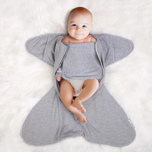 Sleepsack Baby for 0-3 Months, Sleep Sack Baby Swaddle, Newborn Swaddle Blanket with 2-Way Zipper, Adapt to Arm in Out, Gray,Small in Saudi Arabia