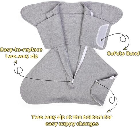 Sleepsack Baby for 0-3 Months, Sleep Sack Baby Swaddle, Newborn Swaddle Blanket with 2-Way Zipper, Adapt to Arm in Out, Gray,Small in Saudi Arabia