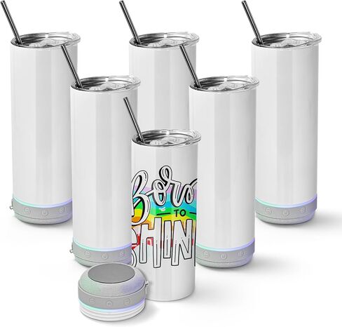 AGH سماعات التسامي البهلوانات 20 أونصة ملونة 6 قطع، سماعات بلوتوث للموسيقى LED ضوء مقاوم للصدأ أثناء السفر كوب معزول بالفراغ in Kuwait