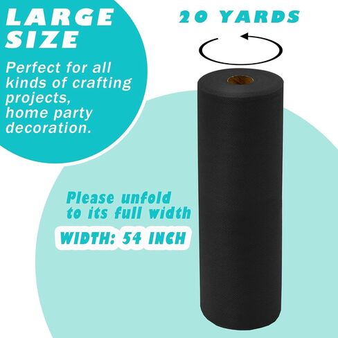 Tulle Fabric Rolls 54 inch by 20 Yards Black Tulle Bolt for Wedding Decorations Party Baby Shower Table Skirt Tutu DIY Decor in Saudi Arabia