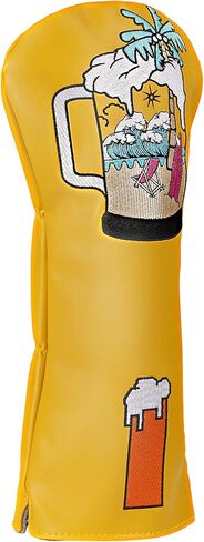 Craftsman Golf Club Headcover Beach Palm Tree Beer Mugs Style Yellow Golf Head Covers for Woods and Driver Hybrids in Saudi Arabia