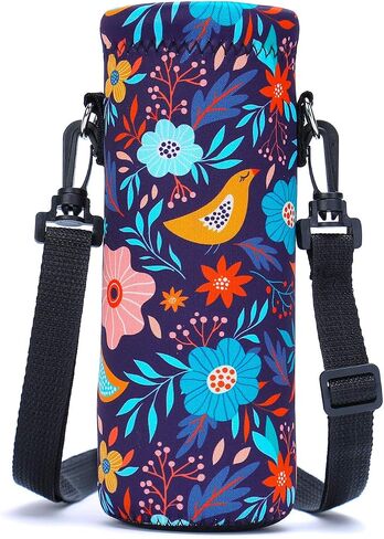AMARY 500ML Neoprene Water Bottle Carrier Bag with Adjustable Shoulder Strap,Insulated Water Bottle Cover for Stainless Steel/Glass/Plastic Bottles 16.9OZ (Dinosaur) in Saudi Arabia