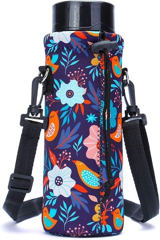 AMARY 500ML Neoprene Water Bottle Carrier Bag with Adjustable Shoulder Strap,Insulated Water Bottle Cover for Stainless Steel/Glass/Plastic Bottles 16.9OZ (Dinosaur) in Saudi Arabia