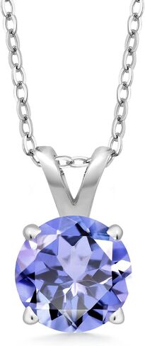 Gem Stone King 925 Sterling Silver 6MM Round Gemstone Birthstone Solitaire Pendant Necklace | 4-Prong Necklace For Women | With 18 Inch Silver Chain in Saudi Arabia